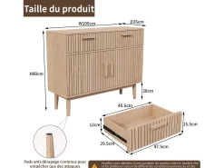 Aparador con almacenaje para salón y cocina con 2 puertas y 2 cajones 100 x 35 x 80 cm