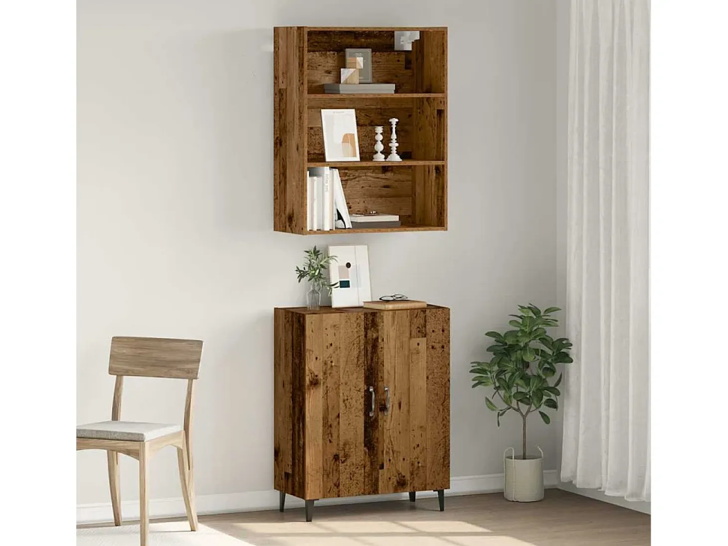 Aparador con armario de pared madera antigua madera ingeniería