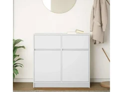 Aparador con cajón blanco 80x34x76 cm madera contrachapada