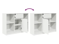 Aparador con cajón blanco 101x35x76 cm madera contrachapada