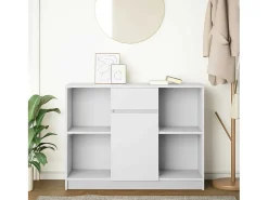 Aparador con cajón blanco 101x35x76 cm madera contrachapada