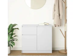 Aparador con cajón blanco 71x35x65 cm madera contrachapada
