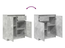Aparador con cajón gris hormigón 71x35x84 cm madera de ingeniería