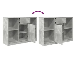 Aparador con cajón gris hormigón 101x35x76 cm madera de ingeniería