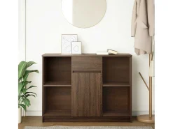 Aparador con cajón roble marrón 101x35x76 cm madera de ingeniería