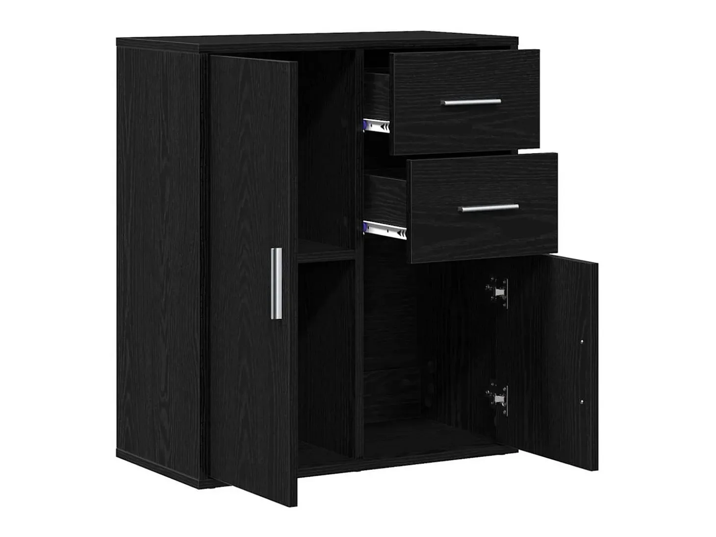 Aparador con cajón Roble negro 60 x 31 x 70 cm Madera de ingeniería