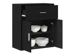 Aparador con cajón Roble negro 60 x 31 x 70 cm Madera de ingeniería