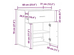 Aparador con cajón Roble negro 60 x 31 x 70 cm Madera de ingeniería