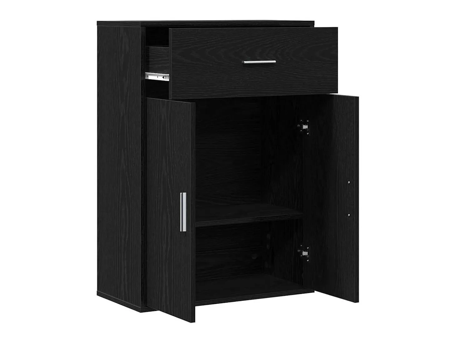 Aparador con cajón Roble negro 79 x 38 x 80 cm Madera de ingeniería