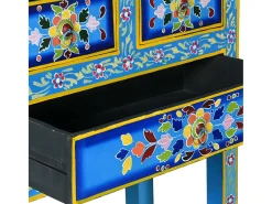 Aparador con cajones madera de mango turquesa pintado a mano