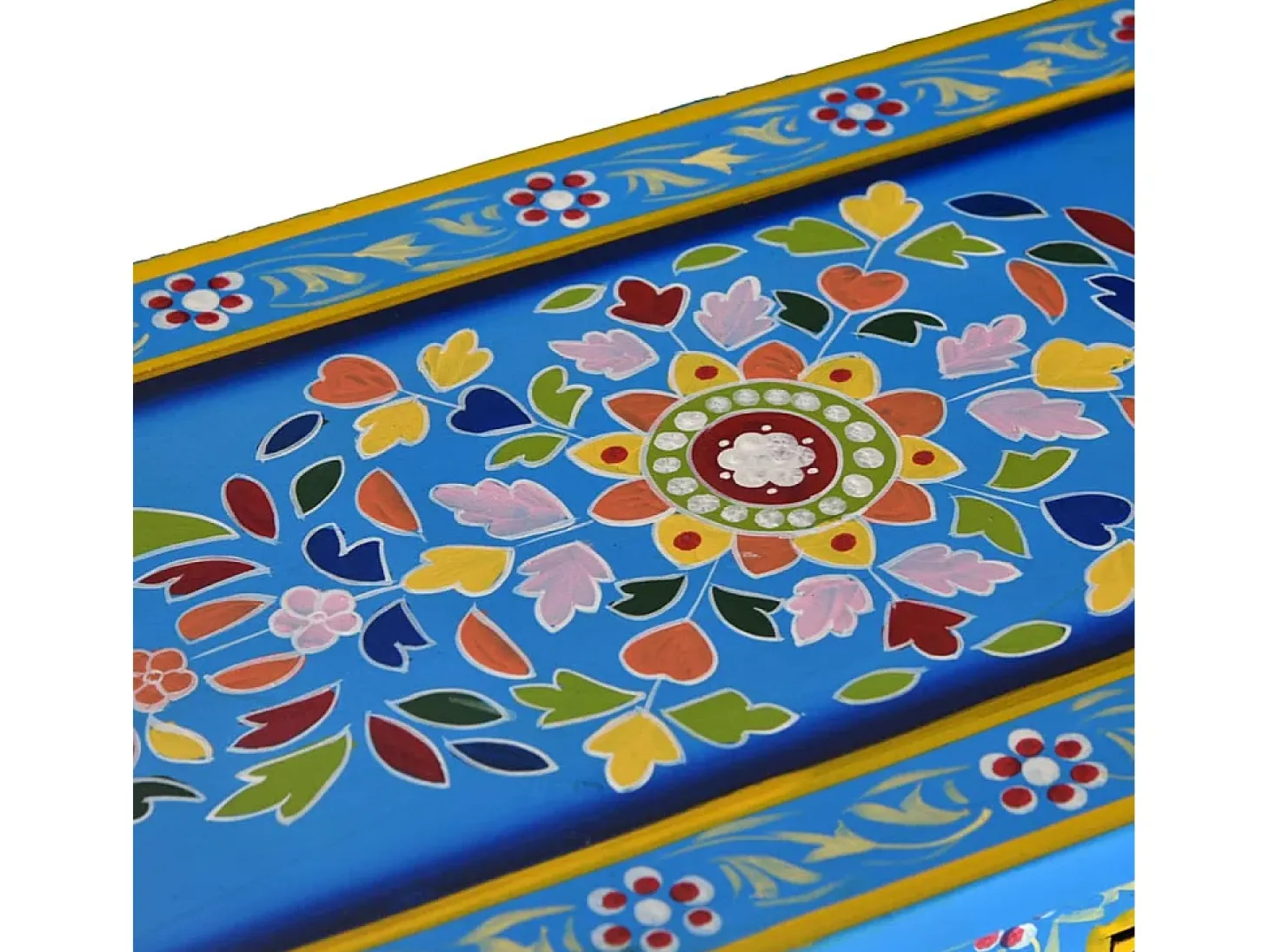 Aparador con cajones madera de mango turquesa pintado a mano