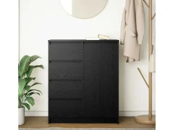 Aparador con cajones roble negro 71x35x84 cm madera de ingeniería