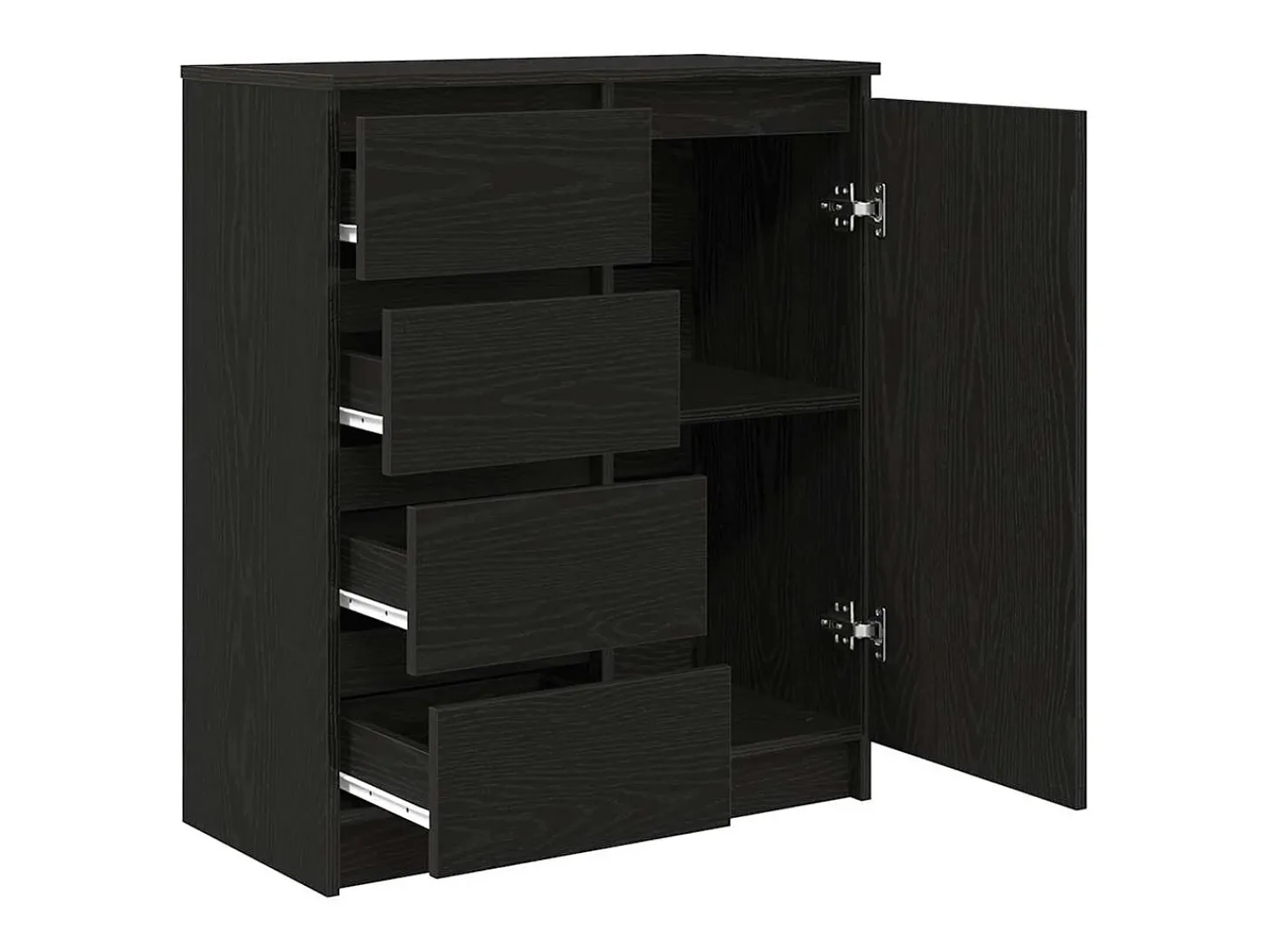 Aparador con cajones roble negro 71x35x84 cm madera de ingeniería