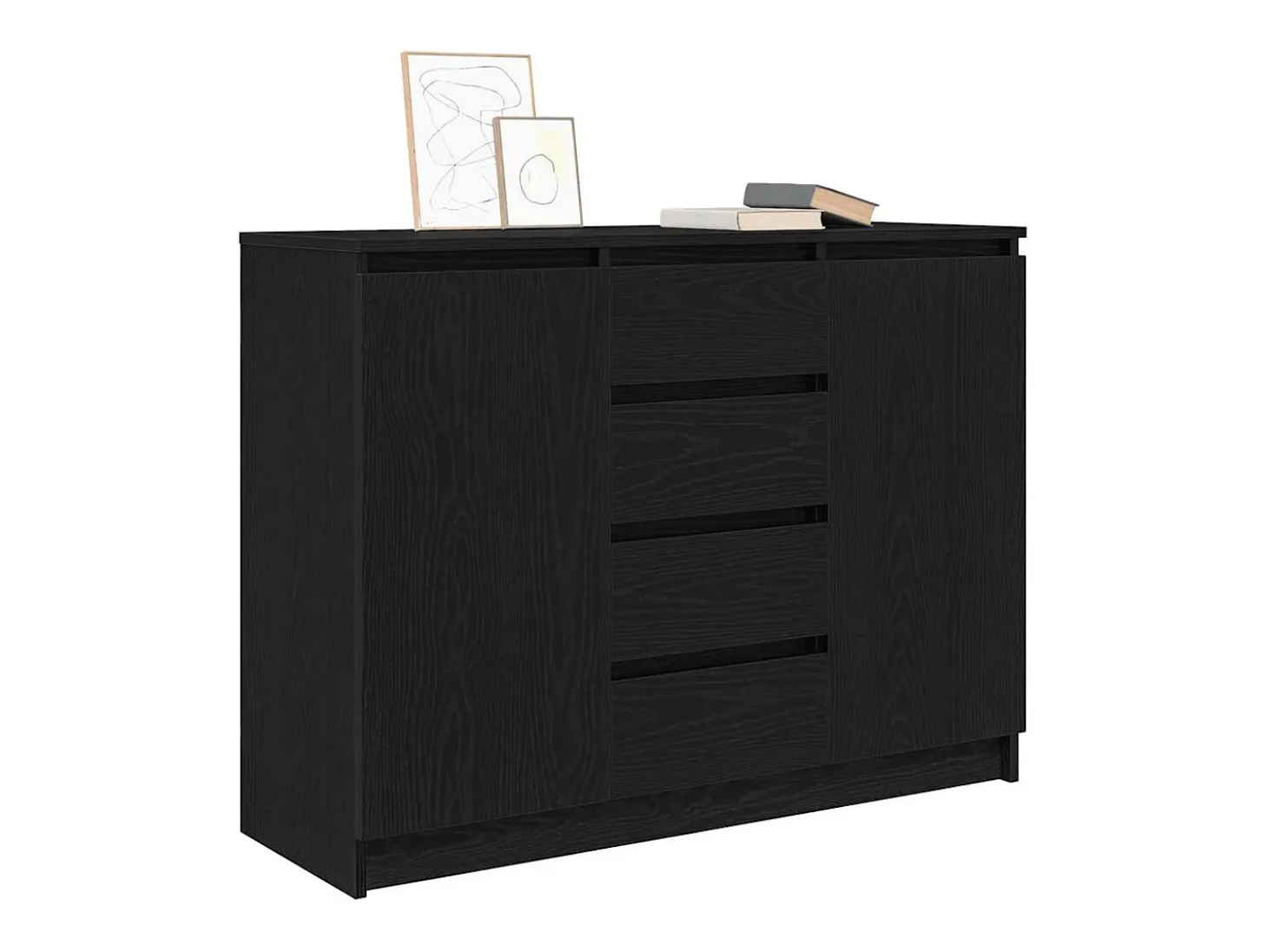 Aparador con cajones roble negro 100,5x35x76 cm madera de ingeniería