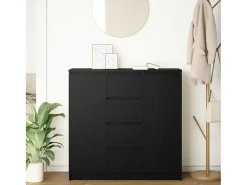 Aparador con cajones roble negro 100,5x35x98,5 cm madera de ingeniería