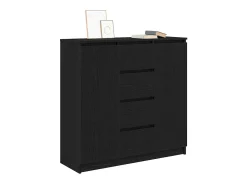 Aparador con cajones roble negro 100,5x35x98,5 cm madera de ingeniería