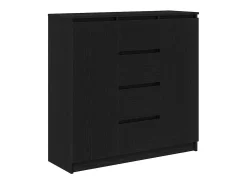 Aparador con cajones roble negro 100,5x35x98,5 cm madera de ingeniería