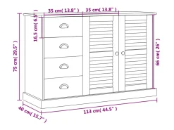 Aparador con cajones VIGO madera maciza pino gris 113x40x75 cm