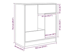 Aparador con cajones y puertas madera vieja 70,5x34x74,5 cm