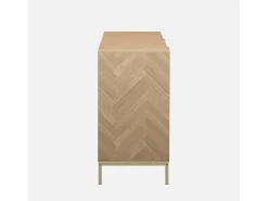 Aparador con efecto espiga de 2 puertas, 160cm natural