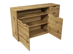 Aparador con estante abierto, 2 puertas y 4 cajones - Color madera 150x40x90 cm