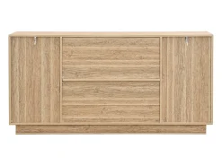 Aparador con estantes, mueble con hamaca, acabado en madera natural, 160 cm de largo x 40 cm de ancho x 80 cm de alto