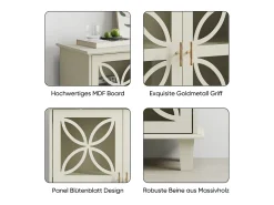 Aparador con estantes regulables - Consola de cocina retro moderna - con dos puertas - Crema