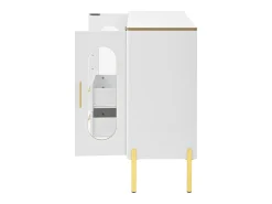 Aparador con frentes de cristal - 120 x 38 x 90 cm - con 2 cajones - Patas regulables - MDF - blanco