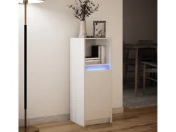 Aparador con LED blanco 38x34x100 cm madera de ingeniería