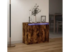 Aparador con LED madera ingeniería roble ahumado 72x34x61 cm