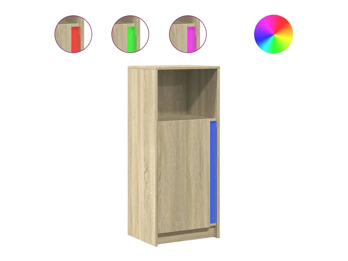 Aparador con LED roble Sonoma 42,5x34x100 cm madera de ingeniería