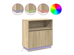Aparador con LED Roble Sonoma 71x34,5x75 cm Madera reconstituida
