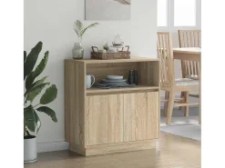 Aparador con LED Roble Sonoma 71x34,5x75 cm Madera reconstituida