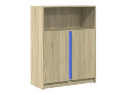 Aparador con LED roble Sonoma 77x34x100 cm madera de ingeniería
