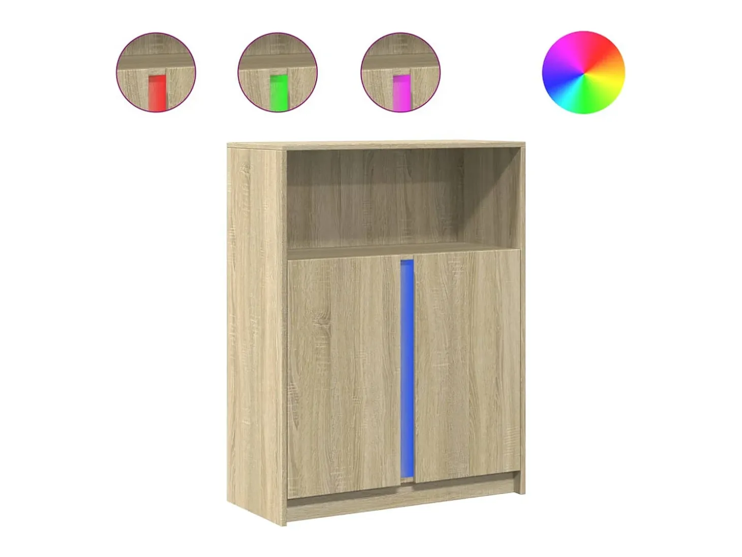 Aparador con LED roble Sonoma 77x34x100 cm madera de ingeniería