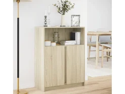 Aparador con LED roble Sonoma 77x34x100 cm madera de ingeniería
