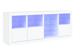 Aparador con luces LED blanco 164x37x67 cm ES489611