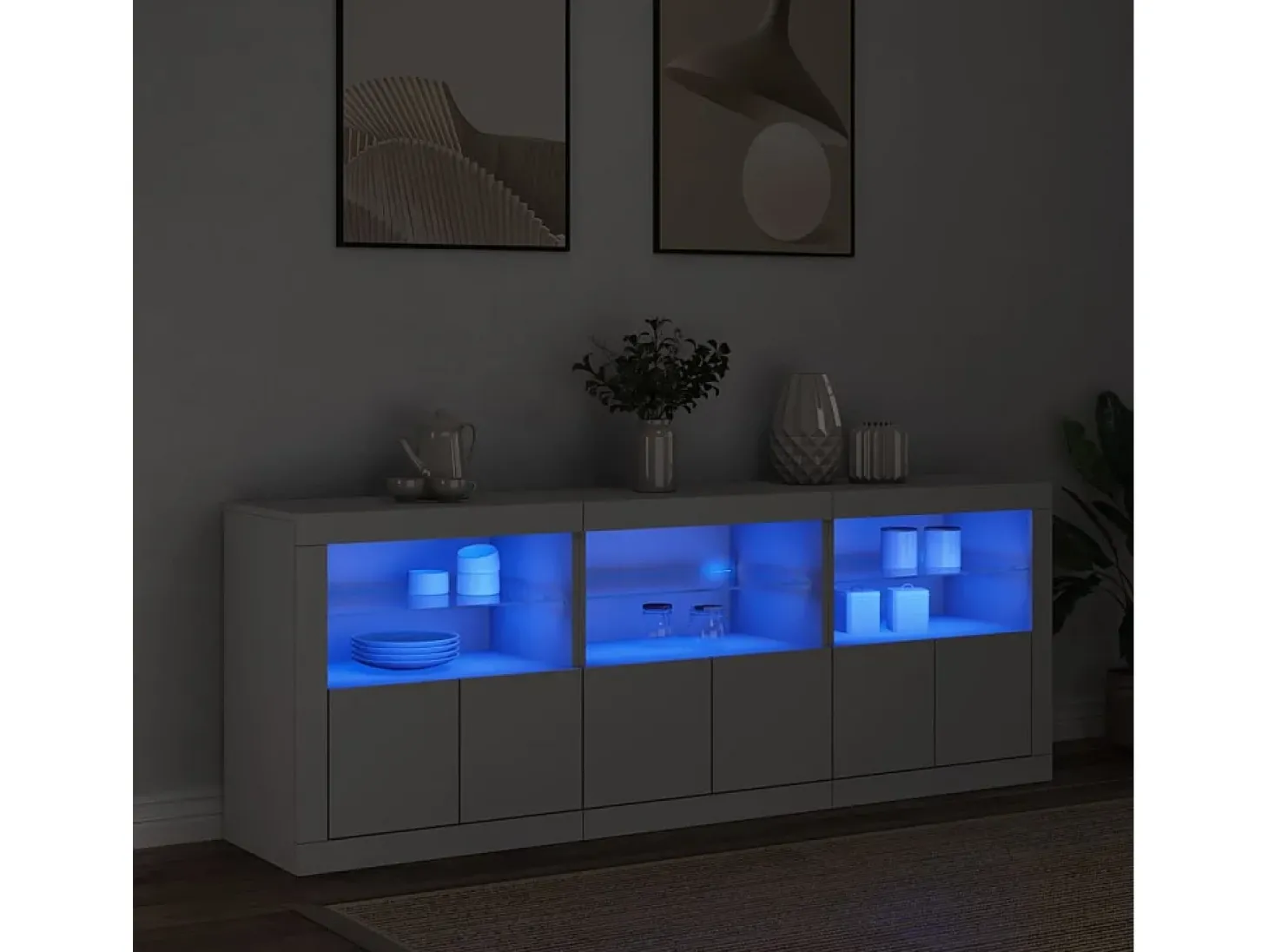 Aparador con luces LED blanco 181,5x37x67 cm ES585860