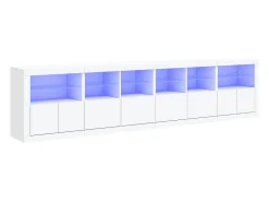 Aparador con luces LED blancas 283x37x67 cm