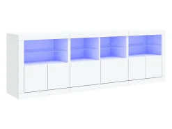 Aparador con luces LED blanco 202x37x67 cm