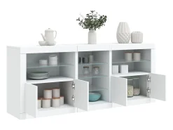 Aparador con luces LED blancas 181,5x37x67 cm