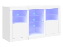 Aparador con luces LED blancas 123x37x67 cm