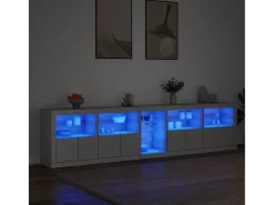 Aparador con luces LED blancas 283x37x67 cm