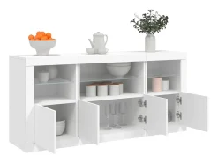 Aparador con luces LED blanco 142,5x37x67 cm ES351495