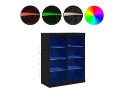 Aparador con luces LED en roble negro 41x37x100 cm