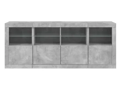 Aparador con luces LED, gris hormigón, 163x37x67 cm