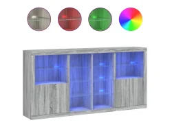 Aparador con luces LED gris Sonoma 202x37x100 cm ES718366