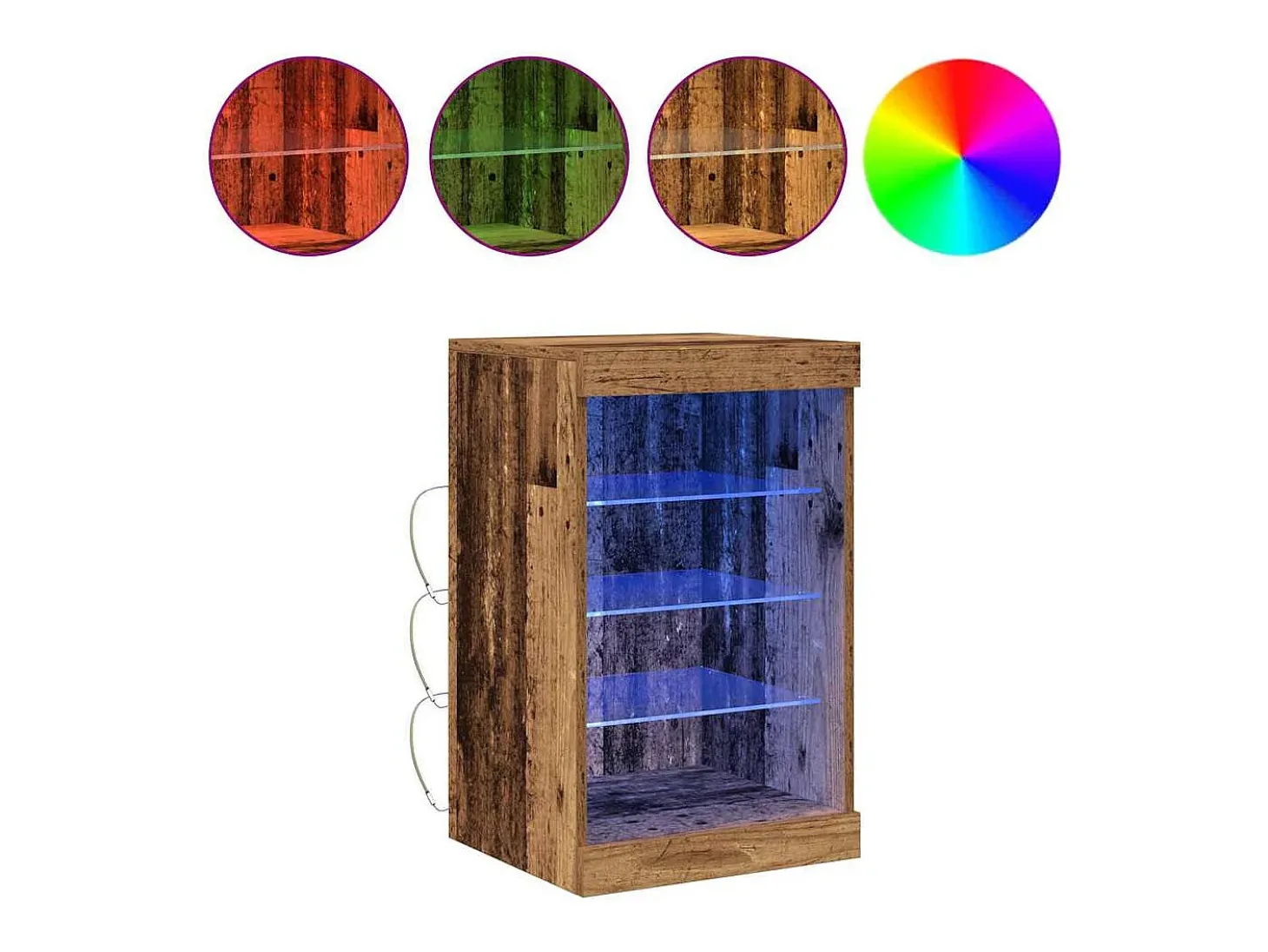 Aparador con luces LED Madera antigua 41x37x67 cm