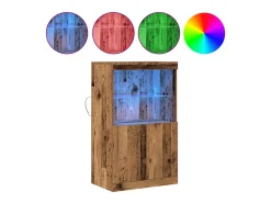 Aparador con luces LED Madera antigua 60x37x100 cm