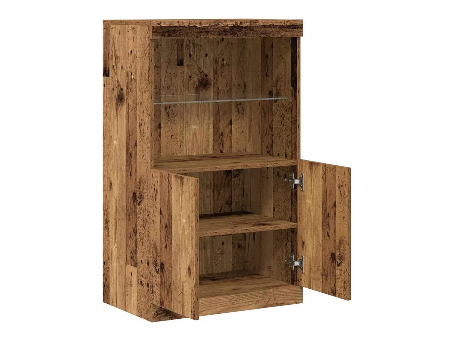 Aparador con luces LED Madera antigua 60x37x100 cm
